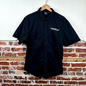Harley Davidson Shirt Sz Large Black Short Sleeve Button Up Ride Free Motorcycle